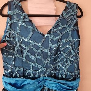 Blue sequence dress with lining long sleeves less